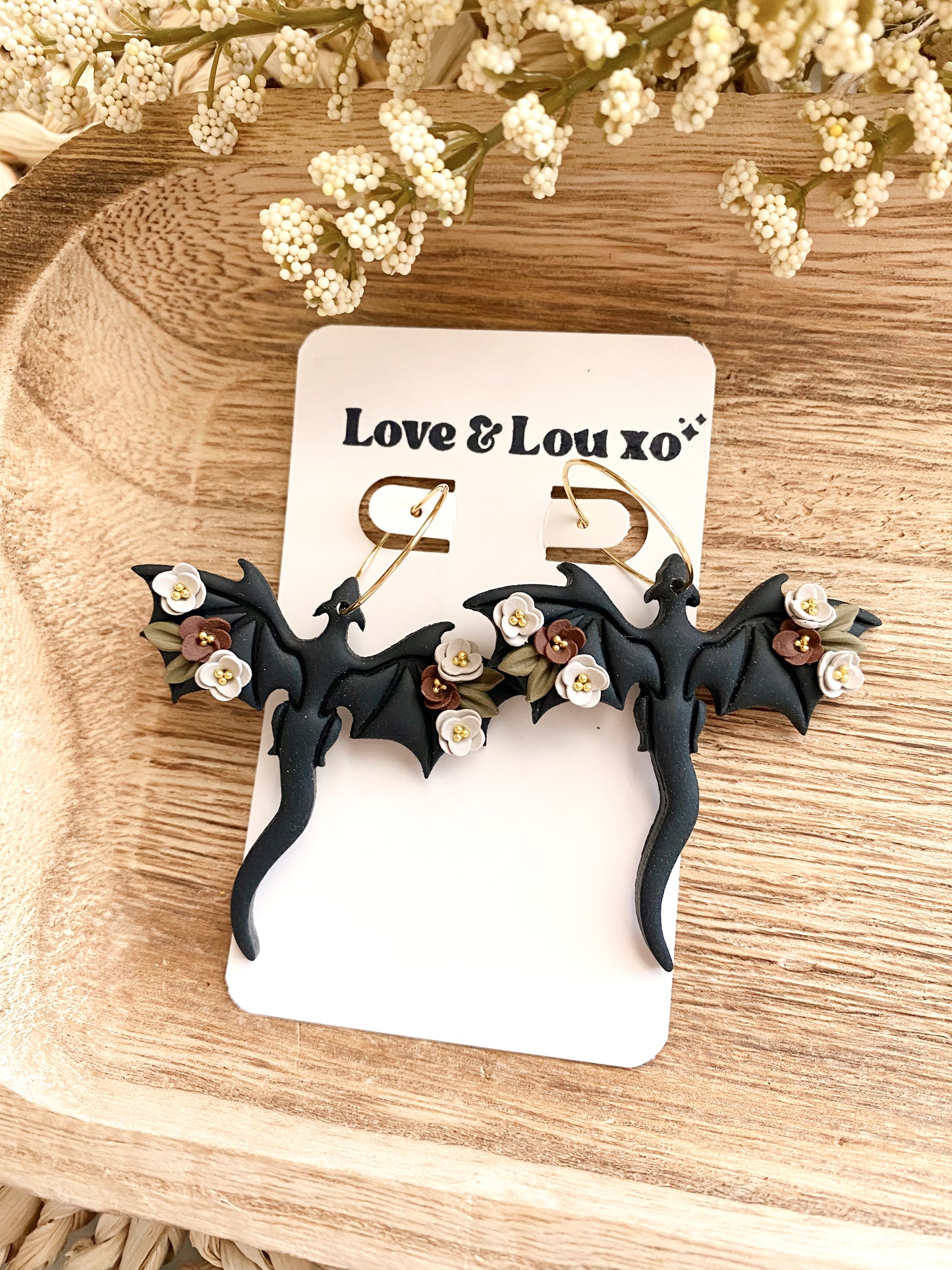 Black Dragon Floral Dangles