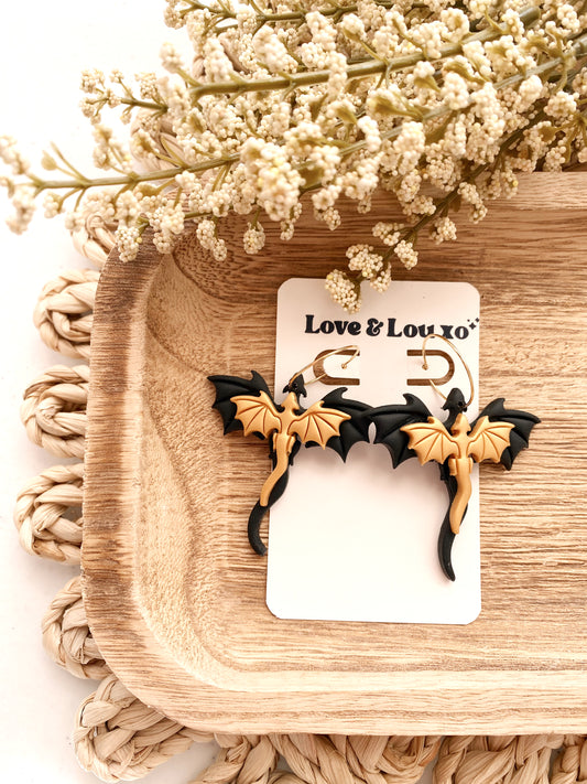 Black & Gold Dragon Dangles