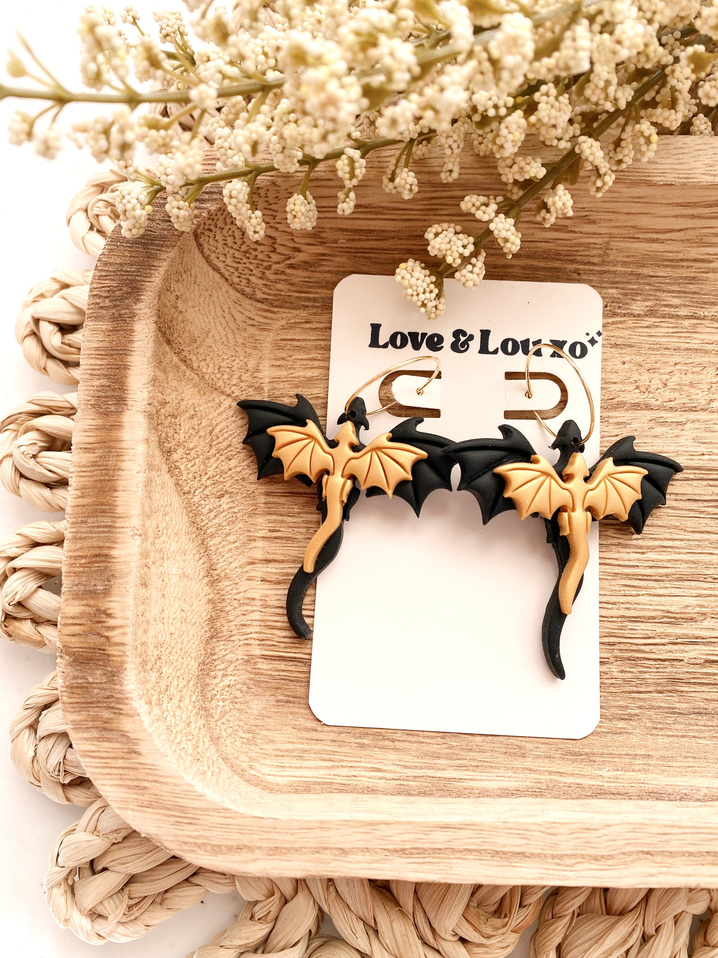 Black & Gold Dragon Dangles