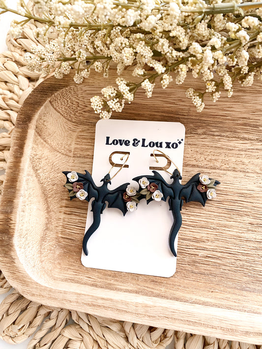 Black Dragon Floral Dangles